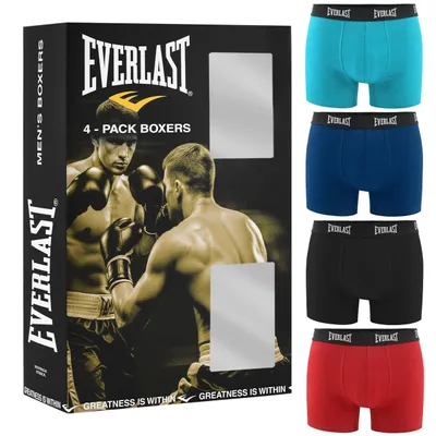 Immagine prodotto di EVERLAST Boxer da Uomo 4 Pezzi in Cotone, Intimo in Colori Assortiti, Taglia XL, productTiles.product.images.aiGenerated
