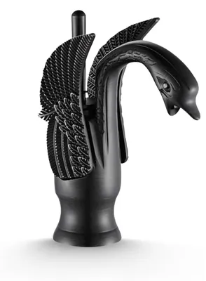 Produktbild von Ari Swan Waschtischarmatur Schwarz, Hohe Schwanenhalsarmatur Aus Messing Mit Keramikkartusche, Perlator, 40 Cm Anschlussschläuchen