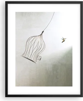 Produktbild von Gerahmtes Poster - Schwarzer Rahmen - Flug Vogel Käfig - 40x50 cm - Wand Bild - Wanddeko - Wandbilder - Kunstposter - Wandposter - Bilderrahmen - Bilder - Kunstdruck - Wanddekoration - P2BPA40x50-5085