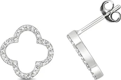 Produktbild von Wunderschöne 9 Karat (375) Weißgold Damen - Diamant Paar Ohrstecker Brillant-Schliff 0.12 Karat H - I1 - 10mm*10mm; TRS28008