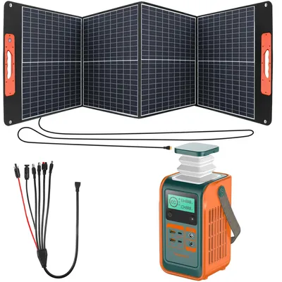 Immagine prodotto di SWAREY S200 140W (180W di picco) stazione di alimentazione DC con 100W pannello solare, 192Wh generatore solare di stoccaggio solare LiFePO4 batteria powerbank carica rapida