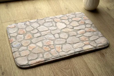 Obrázok produktu pre Kúpeľňová Rohožka Protišmyková - Kúpeľňová Predložka Absorpčná - 90x60 - Kamene stena