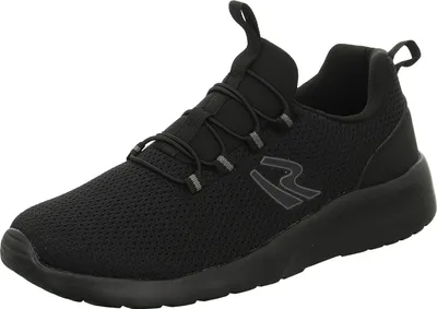 A single black sneaker shown from a side-diagonal angle against a white background.