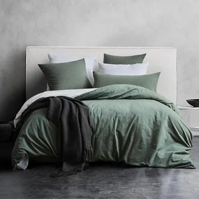 Produktbild von SOULFUL Bettwäsche Set 220x240 Baumwolle Salbei Grün mit Reißverschluss