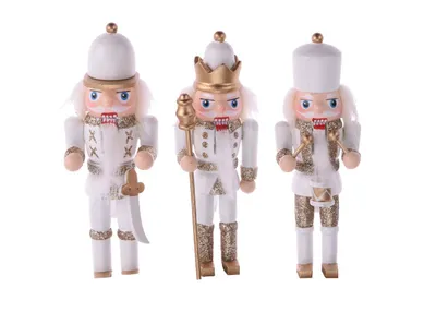 Obrázok produktu pre Ornamenty Luskáčik Biely 3 Ks