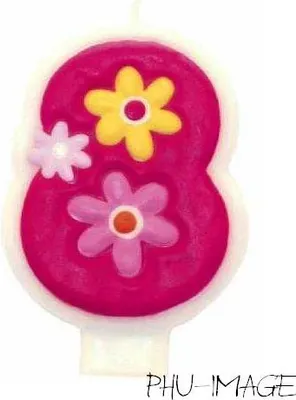 Produktbild von Rosa Tortenkerze BLUMEN Nr. 8 1 Stk.