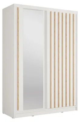 Image de Armoire KAZU 2 portes coulissantes avec miroir et tasseaux décoratifs 155 cm