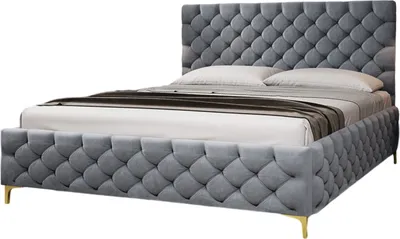 Obrázek produktu pro FURMEB24 - FIANO 200 x 200 cm - Postel na sk­ˆovch pruinch s podnokou - ÄalounÄn postel s devÄnm rmem - Manelsk postel s vysokm podhlavn­kem - TmavÄ ed
