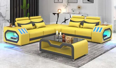 Produktbild von Eckgarnitur Ecksofa L Form Ledersofa Couch Sofa Braun Luxus Moderne