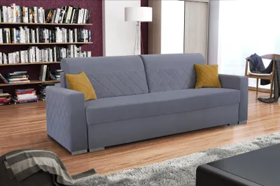 Image de Canapé 3 places, revêtement en tissu, couleur gris, design moderne, rembourrage de luxe, meuble salon