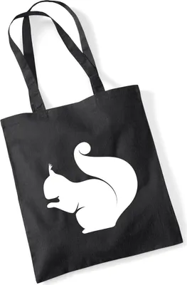 Produktbild von Huuraa Jutebeutel Eichhörnchen Silhouette 10 Liter Black Baumwolle Tasche Geschenkidee