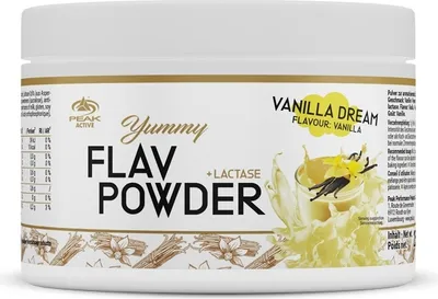 Produktbild von Yummy Flav Powder - 250g : Vanilla Dream I Geschmackspulver I wenig Kalorien I herausragender Geschmack I Inulin I Ballaststoff I mit Laktase I zum Einsatz und Süßen von Speisen I Shakes I Kaffee I zum Kochen I Backen I vegan I low sugar