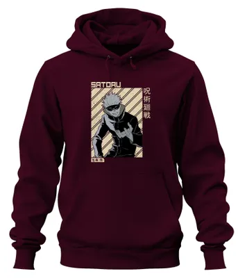 Produktbild von Satoru Gojo Jujutsu Kaisen Anime Ästhetik Fan Geschenk Hoodie Kapuzenpullover, Burgundy, XXL