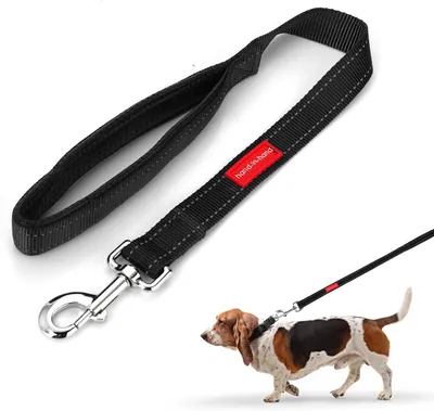 Produktbild von Hundeleine 60 cm, reflektierend Nylon, gepolsterter Griff, für kleine und mittelgroße Hunde, schwarz