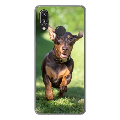 Produktbild von MuchoWow® Handyhülle Schutzhülle Hülle für Huawei P20 Lite (2020) Ein sprintender Dackel Silikon Softcase Handy Hülle - Kartenhalter