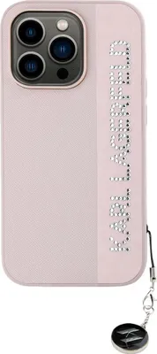 Immagine prodotto di Custodia Karl Lagerfeld per iPhone 14 Pro - Strass e Charm Saffiano - Rosa