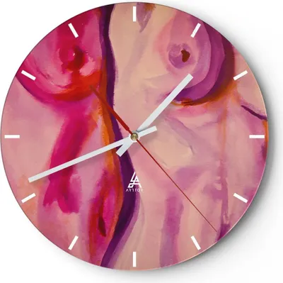Produktbild von Wanduhr - Rund - Glasuhr - Frau Tat Körper - 30x30cm - Schleichendes Uhrwerk - Lautlos - zum Aufhängen bereit - Dekoration Modern - Wanddekoration aus Glas - C3AR30x30-3812