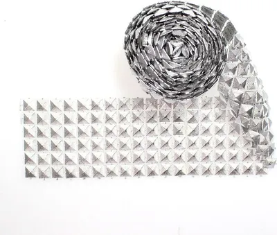 Produktbild von 1,8m Strassband 5cm silber Pailettenband 6-reihig Pyramidenform Dekoband