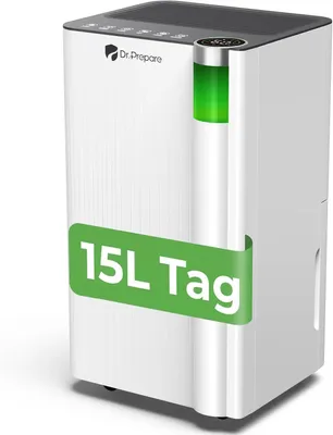 Imagen del producto de Deshumidificador para el hogar, con capacidad de 15 litros por día, funcionamiento silencioso (35 dB), temporizador de 24 horas, 3 modos de funcionamiento con desagüe continuo, ideal para espacios de 20-30 m², adecuado para dormitorios y sótanos