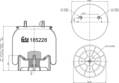 Produktbild von FEBI BILSTEIN Luftfederbalg 185228 Hinten 155 489mm 286 258mm