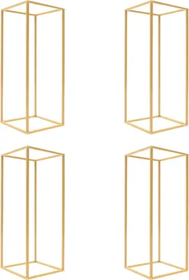 Produktbild von Blumenständer - Säulenvase Ständer - 4er-Set - Metall - Tischdeko für Hochzeit & Jubiläum - Gold