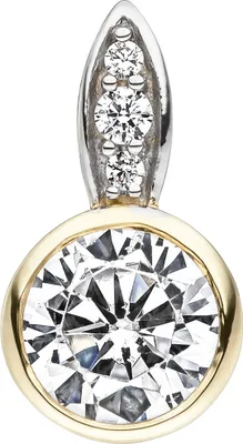 Produktbild von Anhänger mit weißen Zirkonia rund solitär 375 Gold Gelbgold bicolor Goldanhänger
