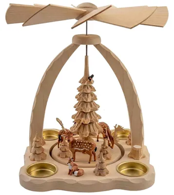 Produktbild von Heydenreich Erzgebirge Pyramide für Teelichte 27 cm, Modell:mit Damwild