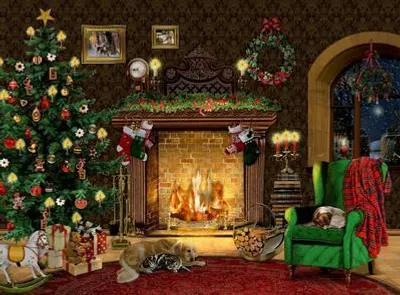 Produktbild von A4-Wand-Adventskalender - Kaminzimmer
