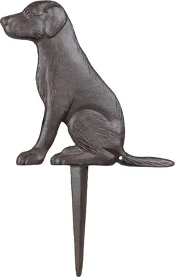 Image de Chien de jardin en fonte - figurine décorative en forme de chien résistant aux intempéries pour le jardin, le parterre, la pelouse - figurine animale en fer de style antique - 30,5 x 21,5 cm - Design Labrador