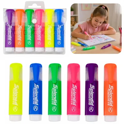 Image de Ensemble de stylos surligneurs couleurs pastel 6 pièces.