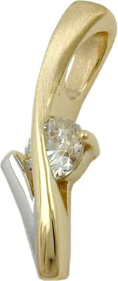 Obrázek produktu pro Přívěsek 19x6mm bicolour rhodiovaný se zirkony 9Kt GOLD