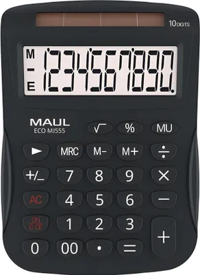 Obrázok produktu pre Stolná kalkulačka MAUL ECO MJ 555 LCD displej 1 riadok, 10 číslic Solárna 15,4 x 11 x 2,7 cm čierna