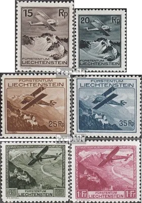 Produktbild von Briefmarken Liechtenstein 1930 Mi 108-113 (kompl.Ausg.) gestempelt Flugzeug