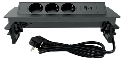 Produktbild von Pop-Up Box 3 Schuko/2 Usb-A+C Schwarz Commel