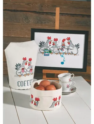 Produktbild von Kreuzstich Stickpackung Hühnergespräch, Zählmuster, Permin, Multifarbig
