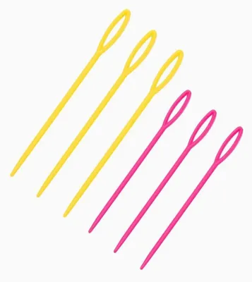 Produktbild von Nähnadeln Kunststoff 6 Stück 2 Größen 9 cm & 7 cm stumpf groß Öhr