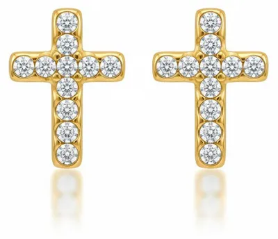 Image de Boucles d'oreilles plaquées or ornées de cristaux, modèle MCE260598G
