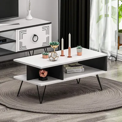 Immagine prodotto di HOMIDEA Tavolino Milestone per il soggiorno - Tavolino da divano - Tavolino da soggiorno moderno dal design di tendenza - Bianco/Nero