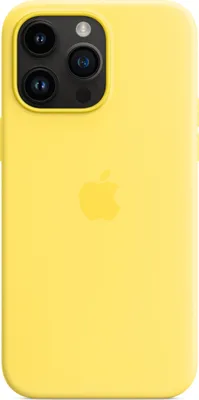Produktbild von Apple iPhone 14 Pro Max Silikon Soft Case Gelb, MagSafe-kompatibel, Stoßabsorbierend, Kratzresistent, Tropfsicher, Kabelloses Laden, MQUL3ZM/A