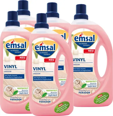 Produktbild von emsal Bodenreiniger für Vinyl Linoleum 1L mit Anti-Static-Formel (5er Pack)