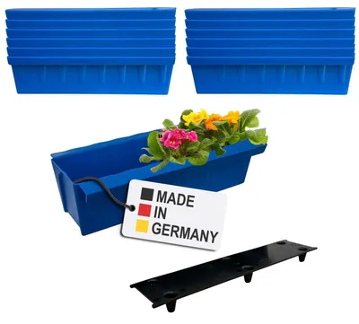 Produktbild von BURI 12 Euro-Paletten Blumenkästen-Einsätze inkl. Bewässerungsmatte | mit Hängesystem zum Einhängen | 37,3cm Blau | Pflanzkasten für Europalette Palette | Balkonkasten | Blumentopf | extrem stabil