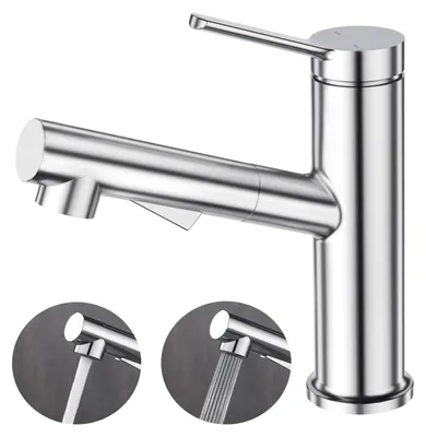 Image de Robinet de lavabo pour salle de bain, extensible, mitigeur à une poignée, robinet de lavabo, robinet de bain, finition chromée polie