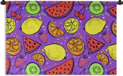 Produktbild von MuchoWow® Wandteppich Wandbehang Wassermelone - Obst - Lila 120x80 cm Tapisserie Dekoration Wandtuch - Wanddekorationen - Wandtücher