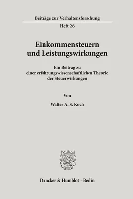 Produktbild von Einkommensteuern und Leistungswirkungen.