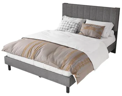 Image de Structure de lit - Lit - Lits - Lit double - Sommier - Tête de lit en tissu - Avec espace de rangement - 140x200 cm