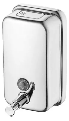 Produktbild von Wand-Seifenspender aus 304-Edelstahl mit manueller Druckfunktion und großer Kapazität für Badezimmer und Hotelbereiche
