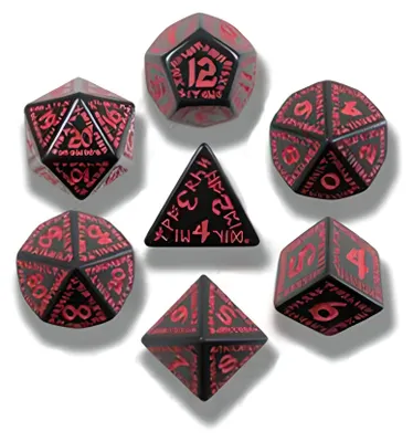 Produktbild von SRUN06 - RuneQuest Würfelset, schwarz & rot (7)