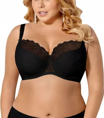 Produktbild von Gorsenia K357 Blanca Bügel BH Dame Dessous Spitze geblümt regulierbar Setteil EU, Schwarz, 85D