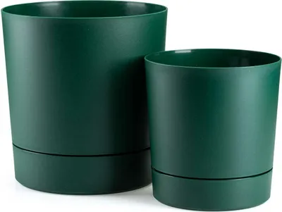Produktbild von HowHomely | Pflanzkübel - Azalea - 17,5x18,4 cm & 22,5x23,6 cm - Tiefgrün - Wetterfest & Robust - Blumentöpfe