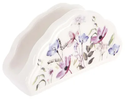 Image de Porte-serviettes en porcelaine avec motif floral - 13 x 4,5 x 7 cm - Multicolore